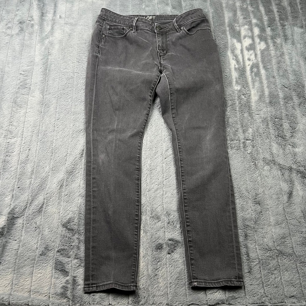 Ann Taylor LOFT Curvy Skinny Jeans Womens 28/6P Petite Faded Black Denim 15172